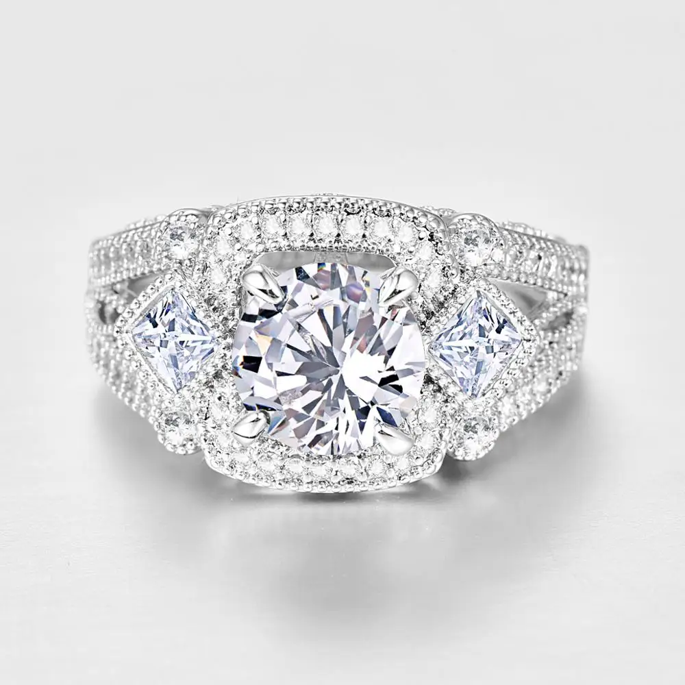 J.C Round Cut Mystic Rainbow &amp White Topaz Amethyst 925 Sterling Silver Ring Size 6 7 8 9 Women Fine Dazzling Jewelry Gift | Украшения и