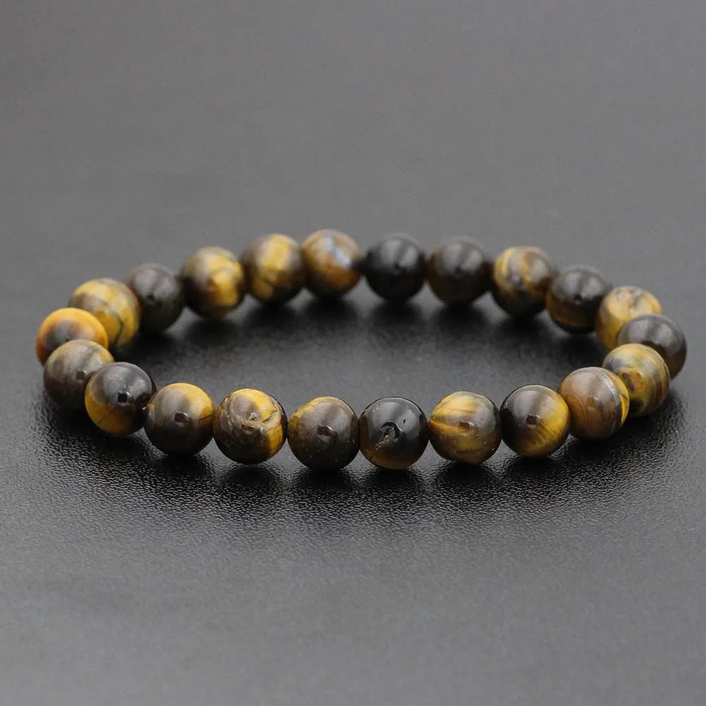 Мужской браслет из натурального камня минималистичный 4 мм 6 8 10 бусины тигровый