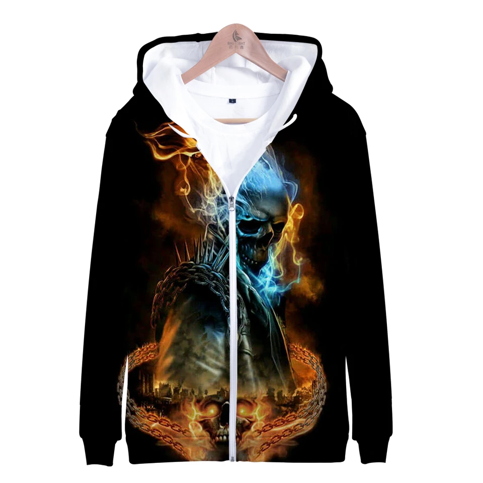 

Imaginative Persoonlijkheid Schedel 3D Hoodies Hoge Kwaliteit Mannen Rits Fashion Design Schedel Sweatshirt Hoodie Hip H Tees