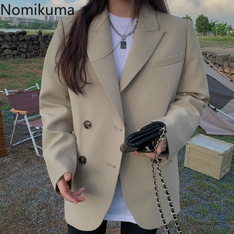 Женский блейзер Nomikuma винтажный однотонный однобортный пиджак с длинными