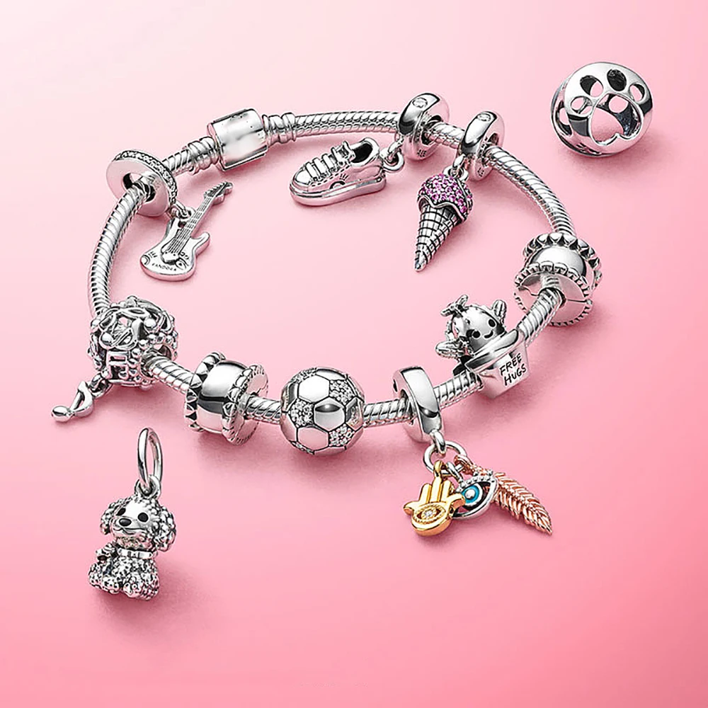 volayer 925 sterling silber perlen elektrische gitarre baumeln charme fit original pandora armbänder für frauen schmuck der geschenk free g