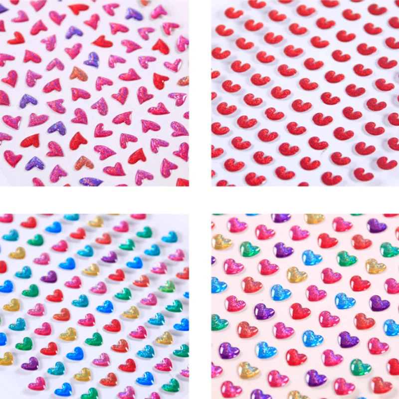 Прозрачные блестящие декоративные прозрачные наклейки в форме сердца для