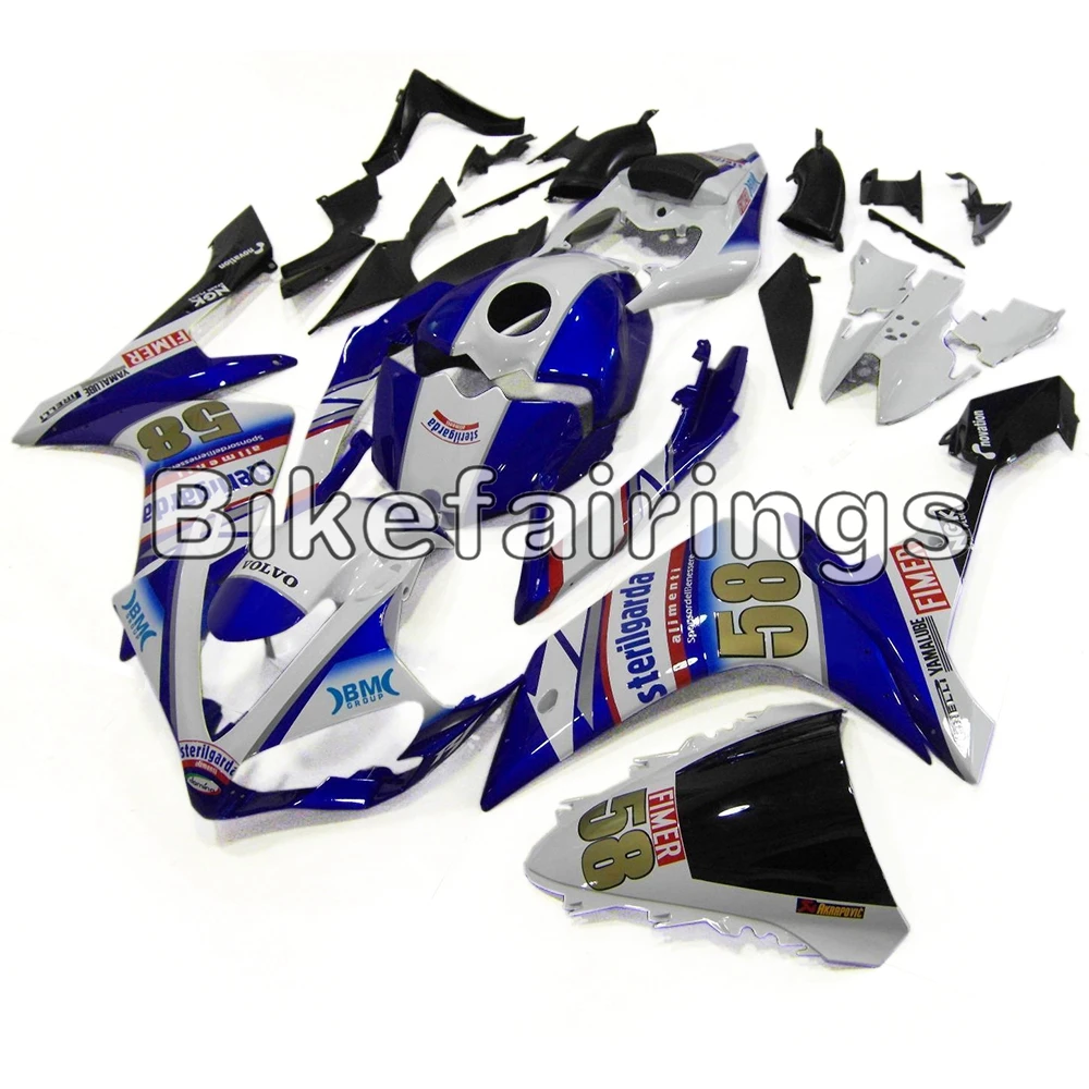 

White Blue with Yellow Decals Panels Fit For Yamaha 2007 2008 YZF1000 R1 07 08 YZF R1 Motorcycle Injection Plastic Fairing Kit