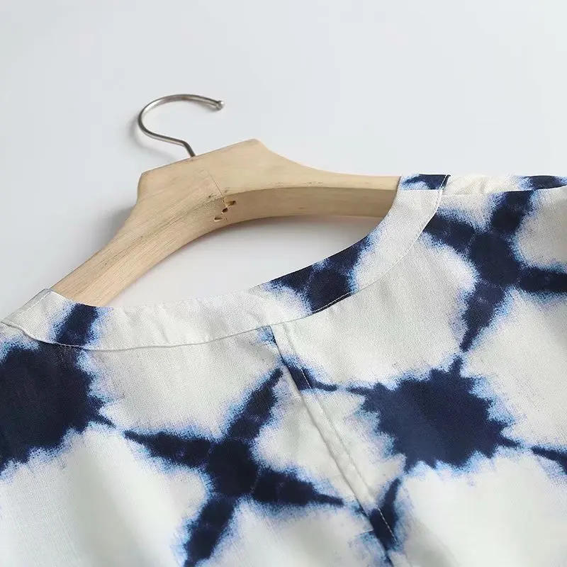 

WXWT Za Women Fashion Geometry Print Overssized Shirt Long Sleeve 2021 Chic Female Casual Loose Shirt FC9061