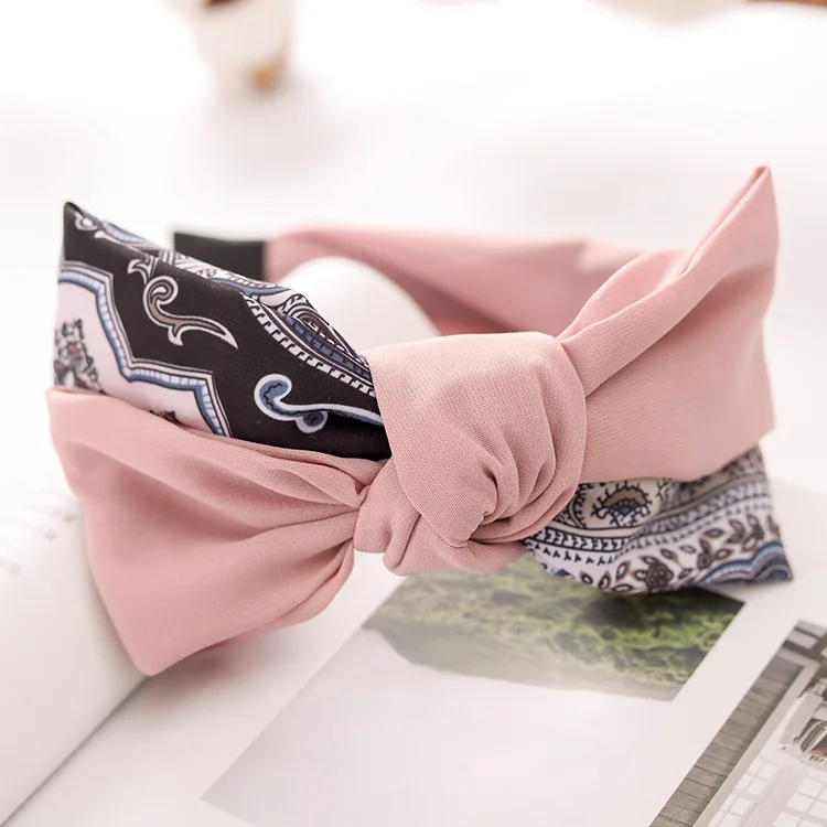 Лоскутная Ткань большой узлом ободок с бантиком для Для женщин и повязка на