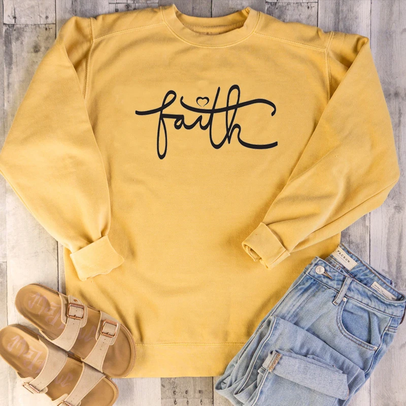 

Faith heart women fashion pure cotton casual women fashion unisex grunge tumblr religion Christian Bible baptism sweatshirt tops