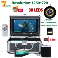15m30m underwater video fishing camera fish finder with dvr record 16g tf card 7inch 1080p cam double lamp for icesea fishing