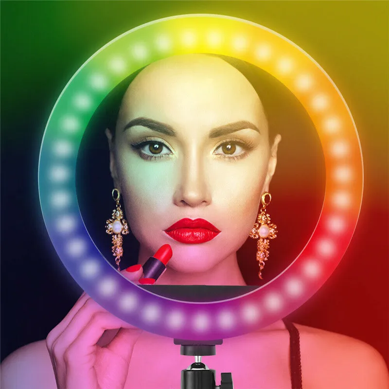 Кольцевой светодиодный светильник MJ26 RGB с регулируемой яркостью зарядка через USB