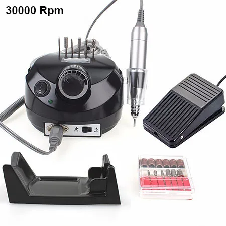Black EU 220V Set1 Профессиональный электрический сверлильный станок, Электрический Маникюрный сверла машины, аксессуары для педикюра, набор для дизайна ногтей, сверлильный инструмент для ногтей - Color: Black EU 220V Set1