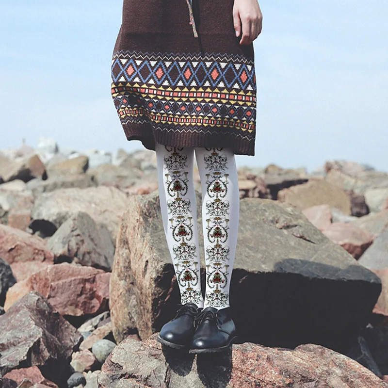 Винтажные колготки с принтом викторианские дворцовые для подростков Лолита зимы