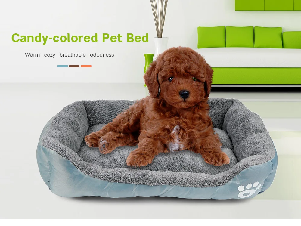 Pet Dog Bed Cushion House Mat Ultra-soft Paw Print Water-resistant Dog Cat Warm Bed Fits Most Pets Warm Dog Blanket Winter Beds
