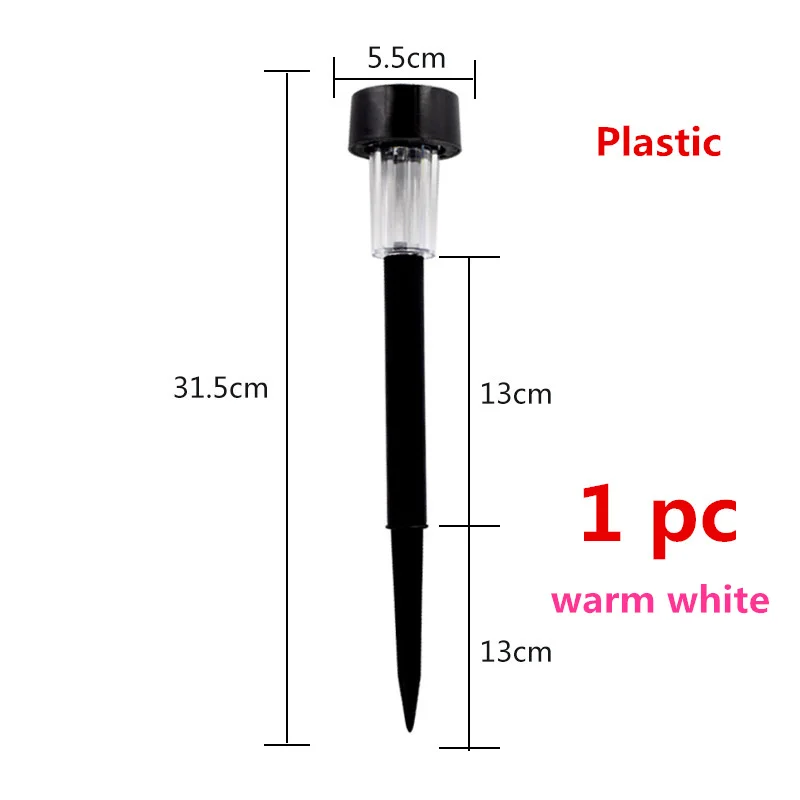 1 pc Warm Plastic 12 шт./лот, солнечный светильник из нержавеющей стали для сада, декоративная лампа, солнечная энергия, открытый пейзаж, дорожка, лужайка, дорожка, светильник ing - Испускаемый цвет: 1 pc Warm Plastic