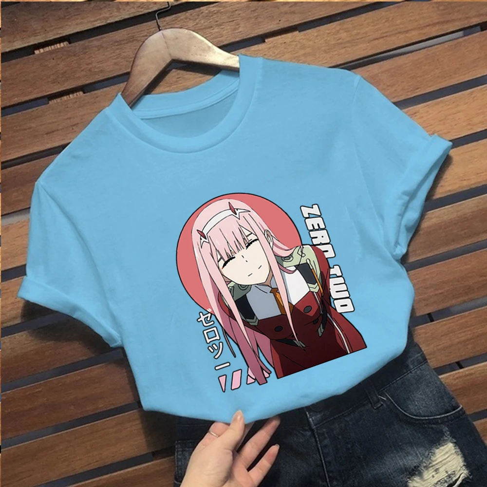 

Unisex T-shirt Darling In The Franxx Zero Two T Shirt Short Sleeve Harajuku Tees Clothes