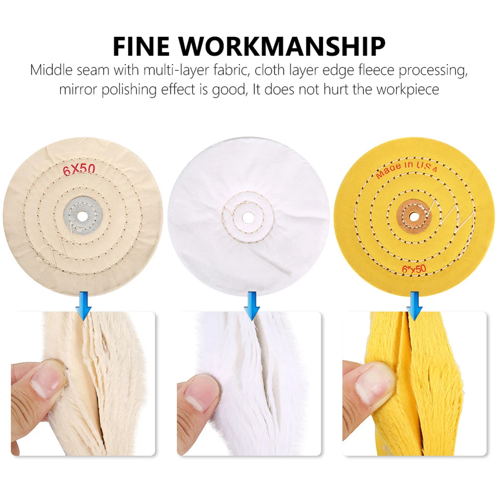 

Cotton Polishing Wheels 3"/4"/6" Cloth Buffing Wheel Grinder For Wood Metal Polishing Abrasive Tools