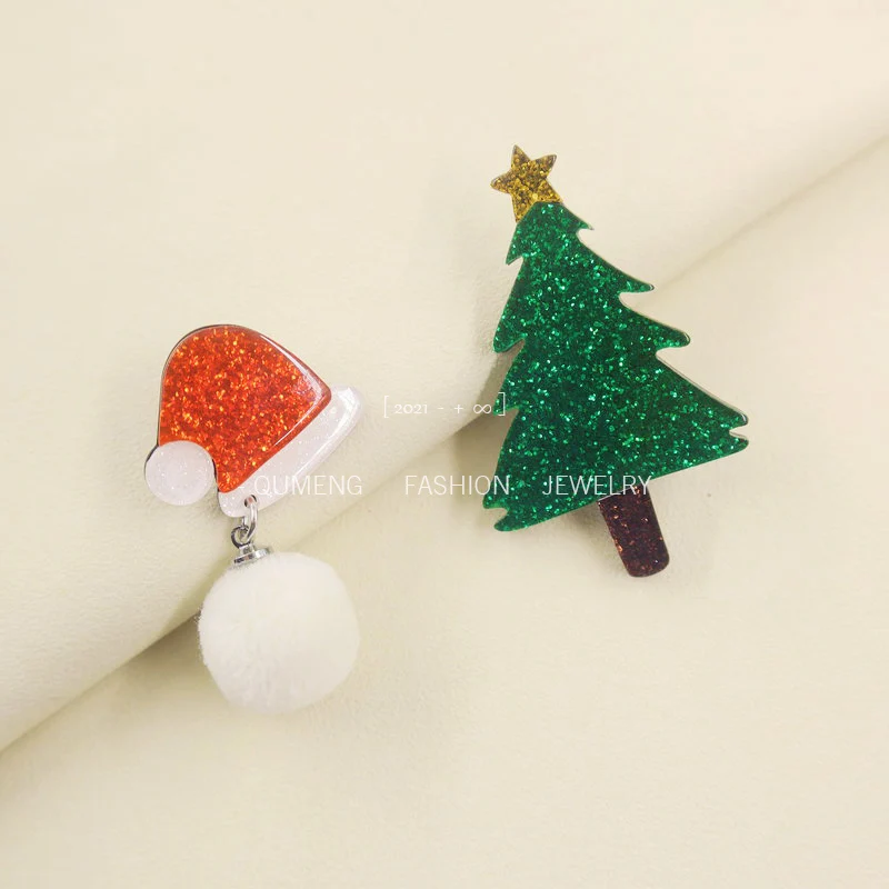 

QUMENG New Trendy Statement Christmas Tree Earrings For Women Drop Earrings Christmas hat Jewelry Girls Christmas Gifts Wholesal
