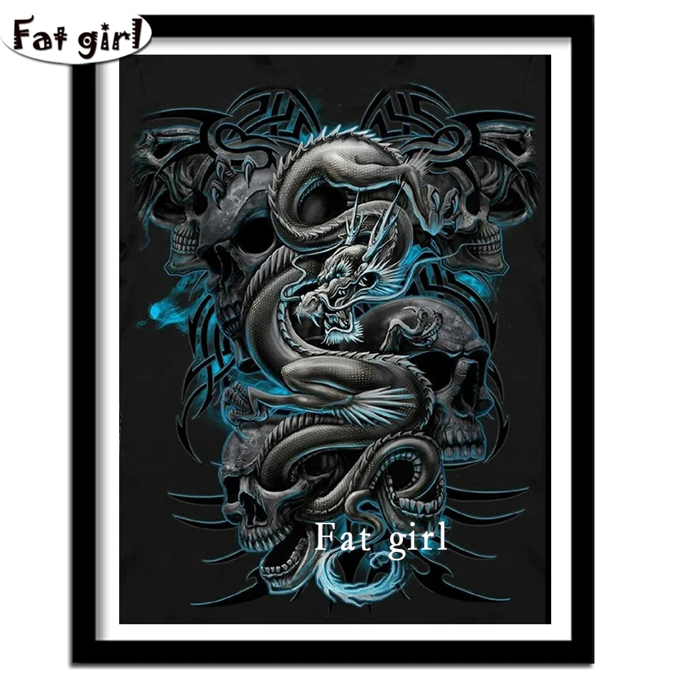

Dragon And Skull DIY 5D Diamond Painting Family Fashion Rhinestone Cross Stitch Embroidery Painting Wall Art Mosaic Square Round