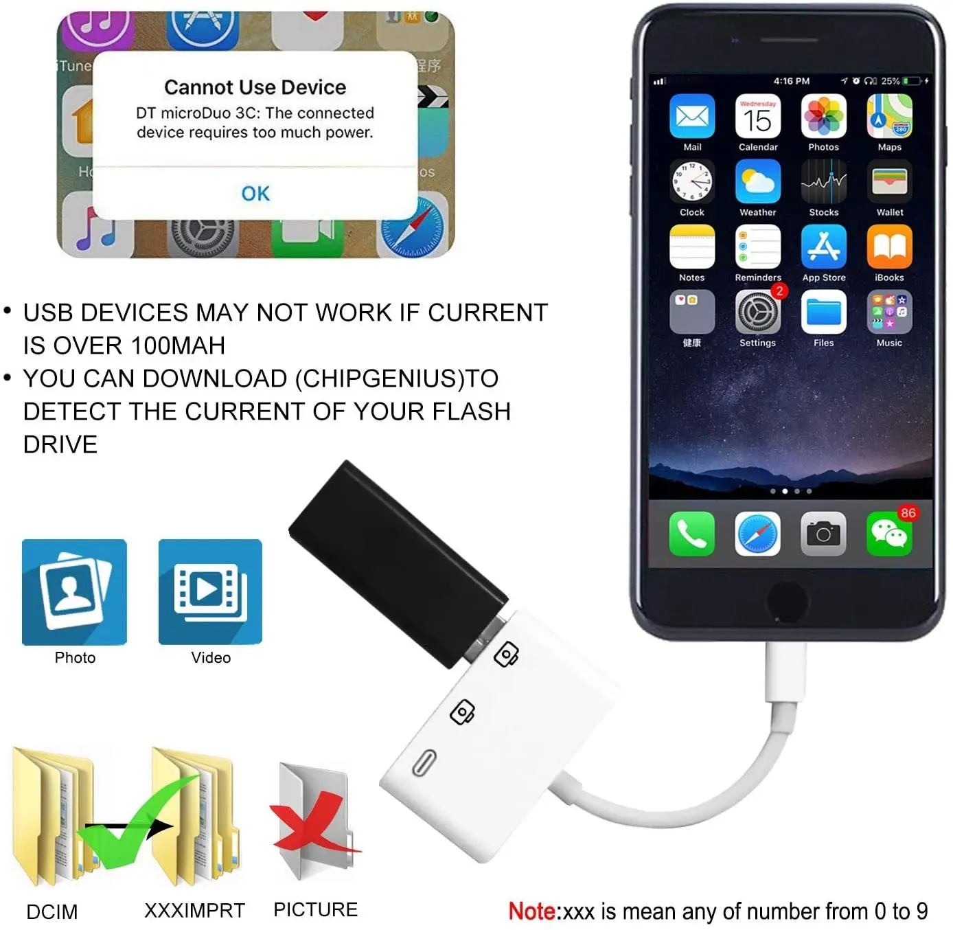 USB-переходник 3 в 1 с разъемом OTG совместим IPhone12/11Pro/X/8/7/6/iPad USB-накопителем