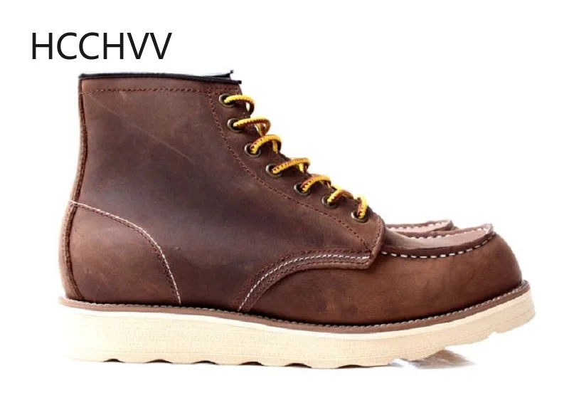 Ботинки мужские из натуральной кожи винтажные рабочие ботинки бронзовая обувь