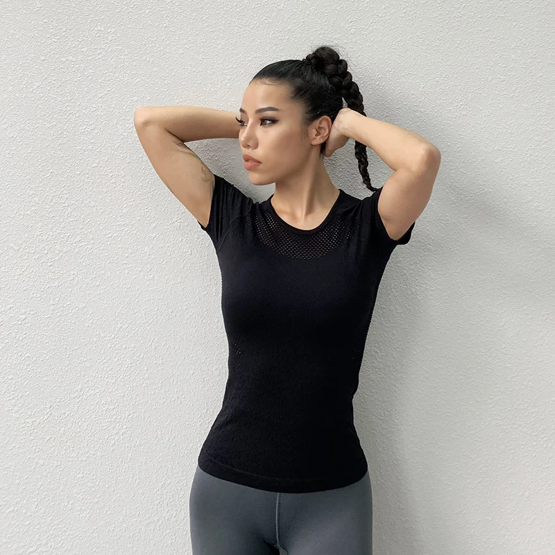 Полый спортивный Топ для женщин влагостойкая быстросохнущая рубашка йоги с