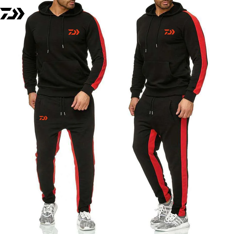 

Daiwa Fishing Hooded Suit Outdoor Casual Sport Clothes Men's Professional Clothing Cotton Two Piece Sweatshirt Pants Fishing