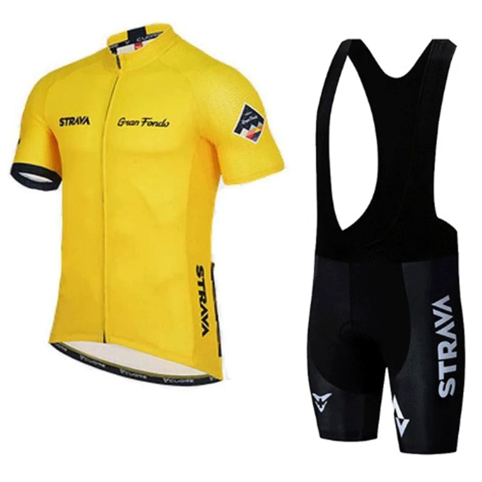 

2018 STRAVA Cycling Jersey Short Set 20D Silicone Pad Jersey Bib Short Set Men's Outdoor Mountain Bike Cycling Sportswear