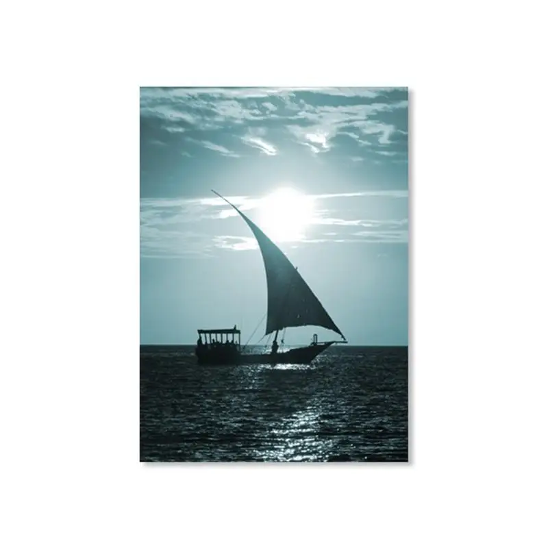 

Canvas Painting Blue Ocean Sailing Boat Sunlight Posters And Prints Wall Pictures For Modern Living Room Wall Art Decoration