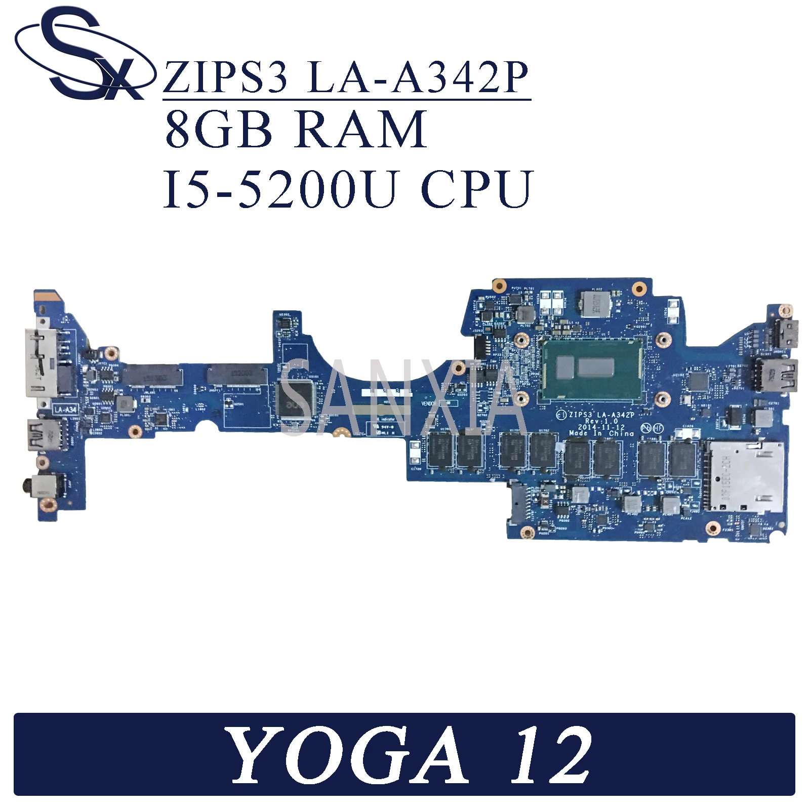 Материнская плата KEFU ZIPS3 для ноутбука Lenovo ThinkPad S1 YOGA 12 оригинальная материнская 8