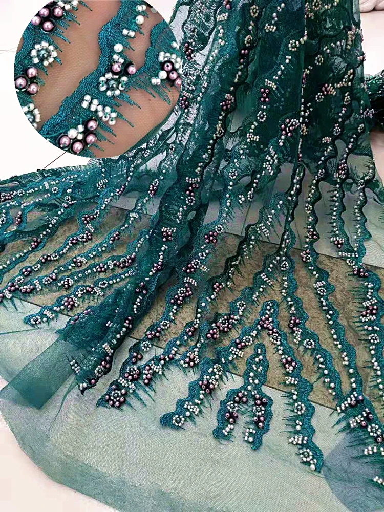 Тяжелая работа ручная вышивка бисером французская сетка Африканское кружево