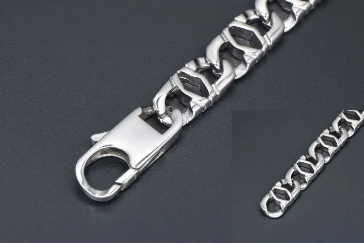 Unisex 316L S.Steel Bracelet Cut-out Rhombus Shaped Width 10mm Length 8 inch Men Women Classic Bangle Bracelets C1007 | Украшения и