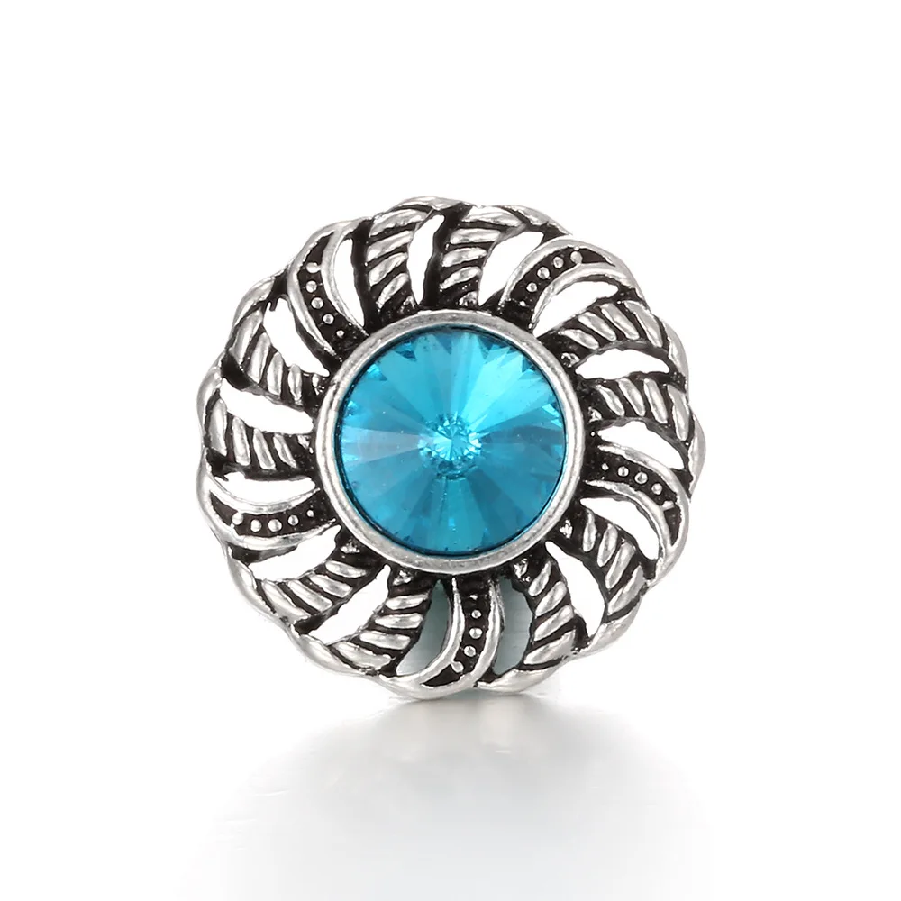 

20pcs Wholesale Snap Button Jewelry Crystal round Flowers 18mm Snap Buttons Fit 18mm Snaps Bracelets Bangle