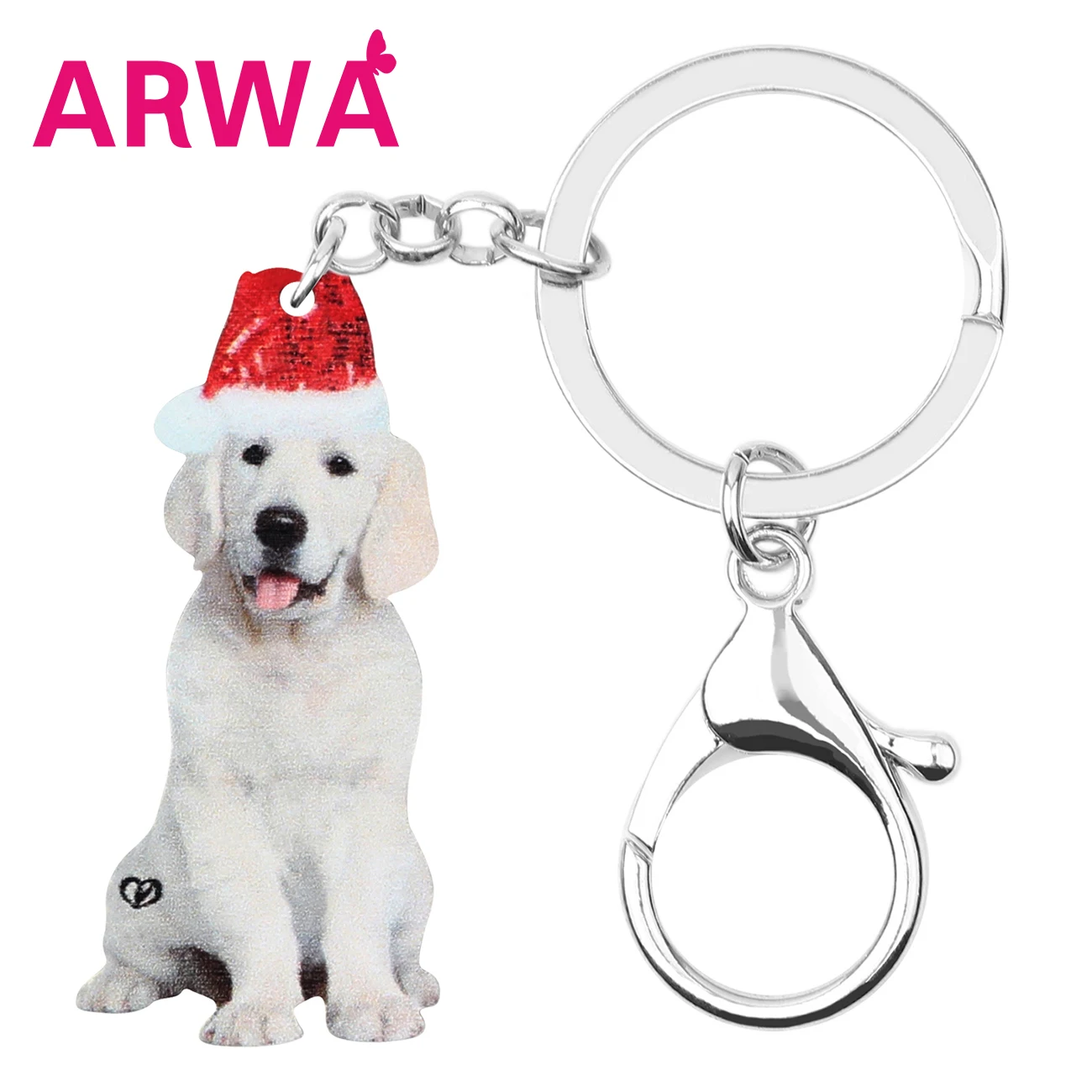 ARWA Acrylic Christmas Hat Sitting Labrador Dog Key chains Rings Bag Car Purse Decorations Keychains For Women Girls Gift | Украшения и