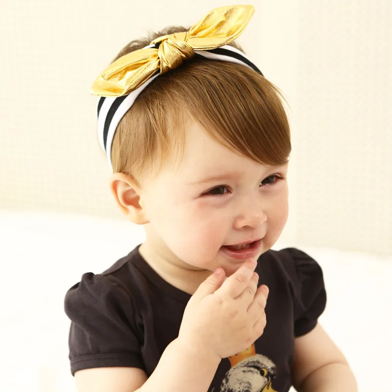 MeryYuer New Fashion Girls Headband Classic Cotton White Black Gold Bowknot Hairbands Headwear Kids Hair Accessories | Детская одежда и