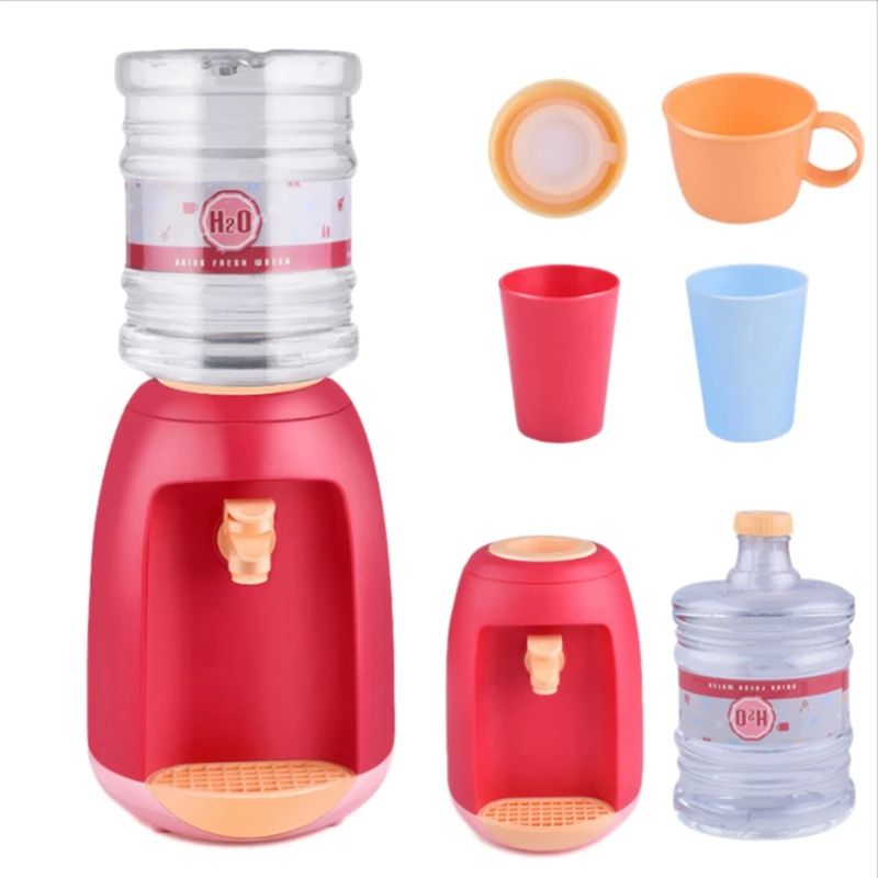

2set Water Dispenser Toy Set Pretend Appliances Toy Water Comes Out Toy Simulation Drink Fountain(Blue&Red)