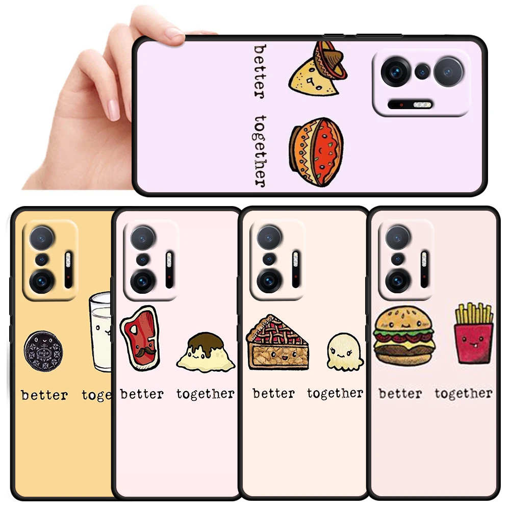 

Cartoon Food Partner Cute for Xiaomi Mi 11T 11i 10T 10i 9T 8 A3 K30S K30T Pro Lite Ultra 5G Silicone Black Phone Case Cover