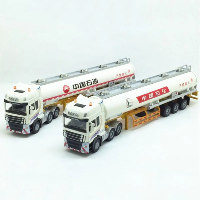

28CM 1/50 Alloy Metal Truck Trailer Oil gas Tank Container Tubing Truck High Simulation Diecast Model Engineering Vehicle toy