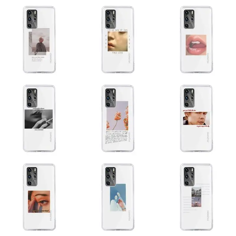 

Fashion aesthetic text pictures Phone Case For Huawei P40 P30 P20 Mate Honor 10i 30 20 i 10 40 8x 9x Pro Lite Transparent Cover
