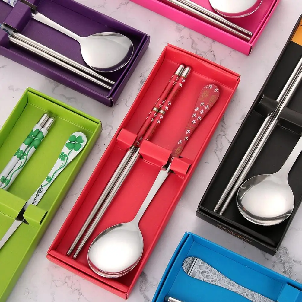 

2Pcs Portable Metal Tableware Outdoor Picnic Camping Cutlery Chopsticks Spoon