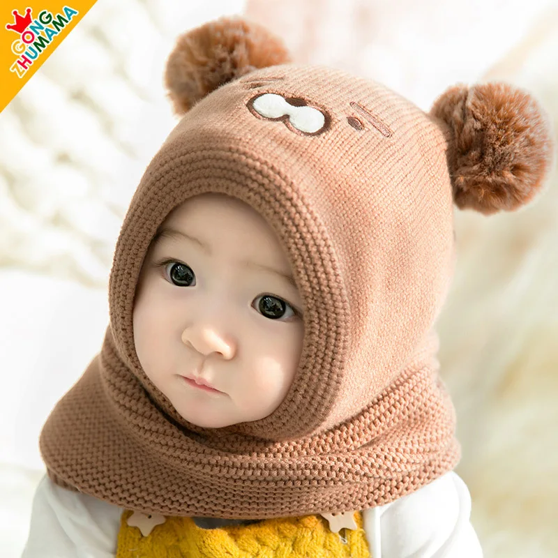 

Boys Newborn Hat Baby Beanies Cap Set Baby Kid Solid Color Plush Ball Baby Girls Hat And Scarf Set Winter Warm Caps