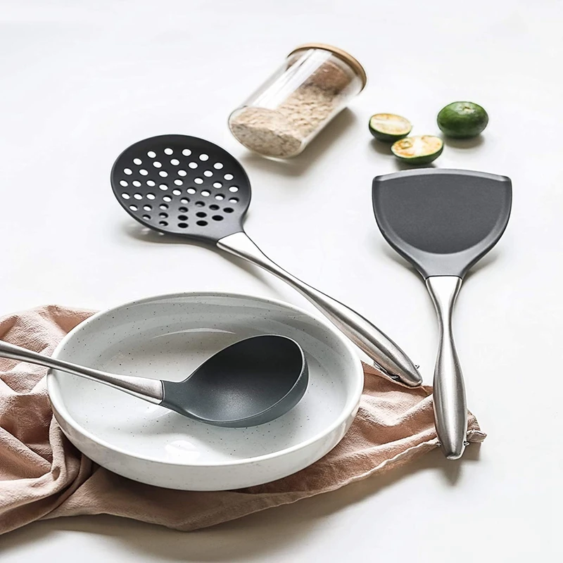 

1Pc Kitchen Utensils Silicone Nonstick Cooking Gadgets Stainless Steel Handle Cooking Tools
