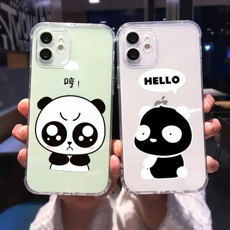 

lindo panda Phone Case For iphone 13 12 11 8 7 plus mini x xs xr pro max Transparent soft