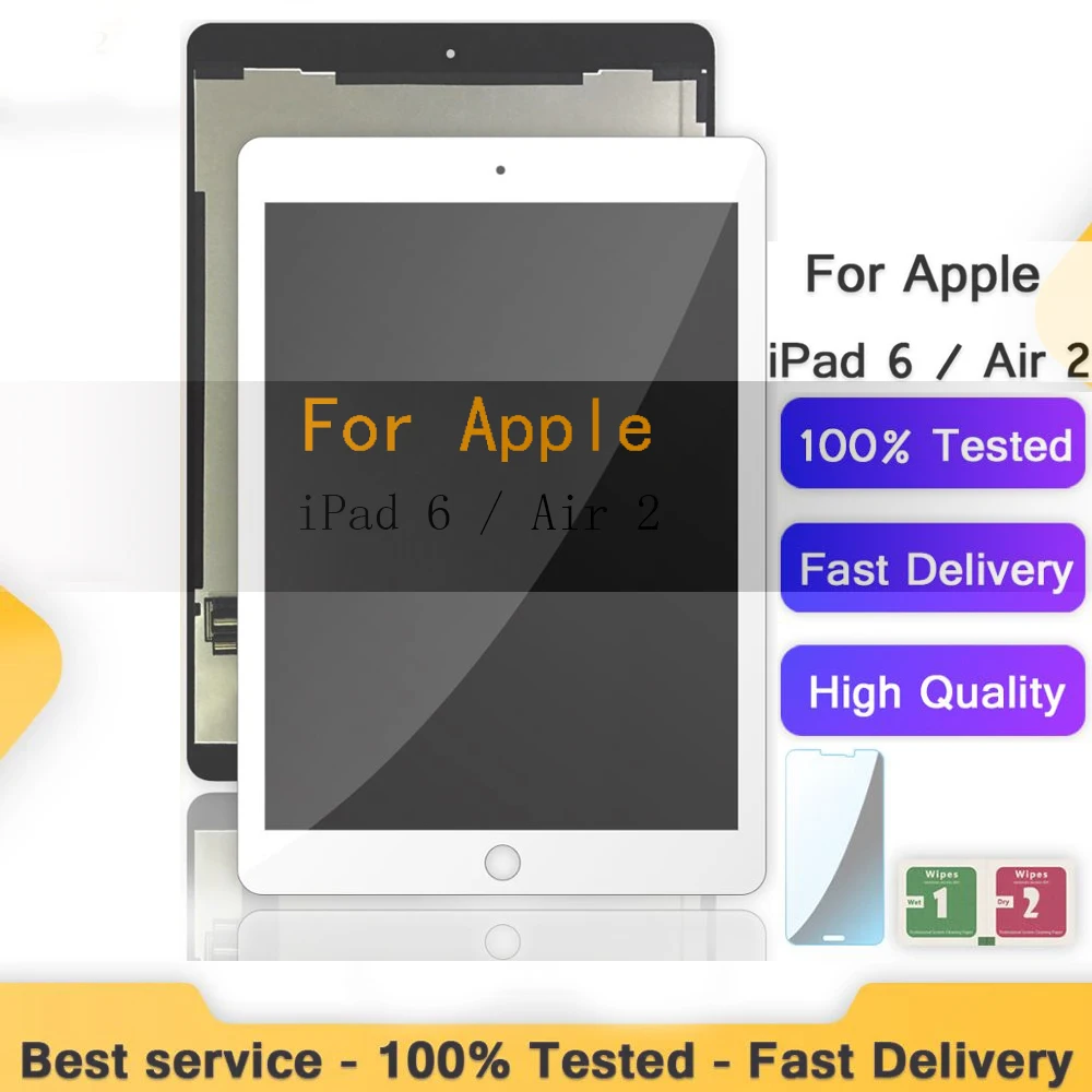 

AAA ++ для Apple iPad 6 Air 2 A1567 A1566, ЖК-дисплей, сенсорный экран, дигитайзер, датчики в сборе, сменная панель 9,7 ''100% Протестировано