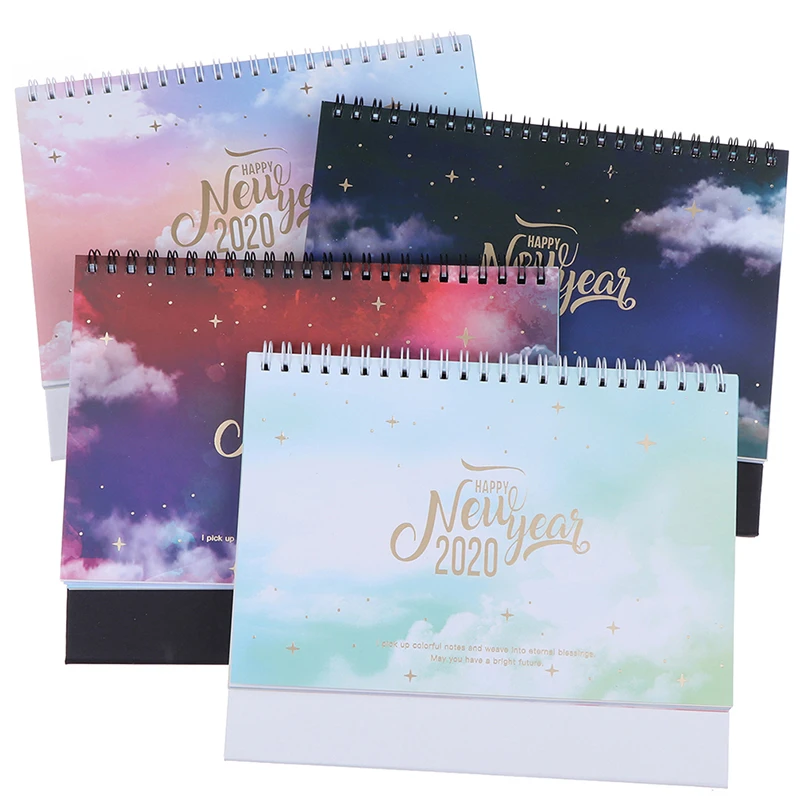 2020 Dreamy Colorful Desktop Standing Coil Paper Calendar Memo Daily Schedule Table Planner Yearly Agenda Organizer | Канцтовары для