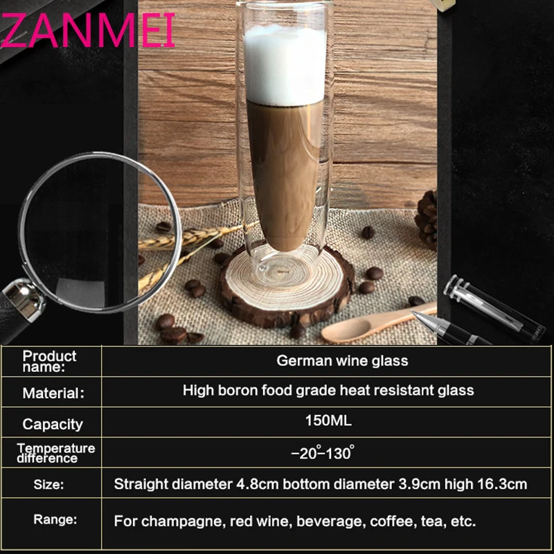 

Heat-Resistant Double-Layer Glass Creative Champagne Glass High-End Red Wine Glass New Transparent Water Cup