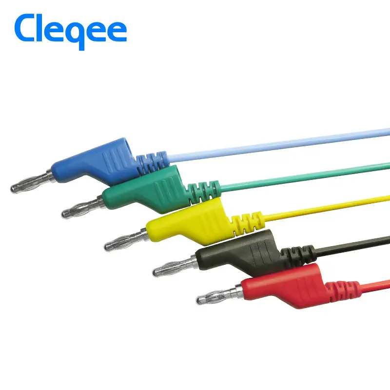 Cleqee P1036 1Set 5pcs 1M 4mm Banana to Plug Test Cable Lead for Multimeter 5 Colors DIY Supplies | Инструменты