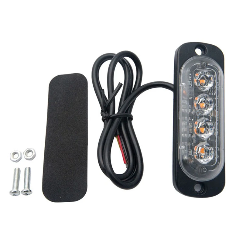 4LEDS Ультратонкий светодиодный аварийный светильник для Предупреждение, мигающий пожарный полицейский аварийный светильник, полицейский стробоскоп, светодиодный Предупреждение ющий светильник - Цвет: 4LEDS