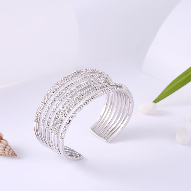 Модные Роскошные штабелируемые манжеты для женщин свадебные ювелирные изделия с