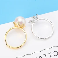 925 sterling silver pearl ring sets ring findings adjustable ring jewelry parts fittings charm accessories silver jewellery