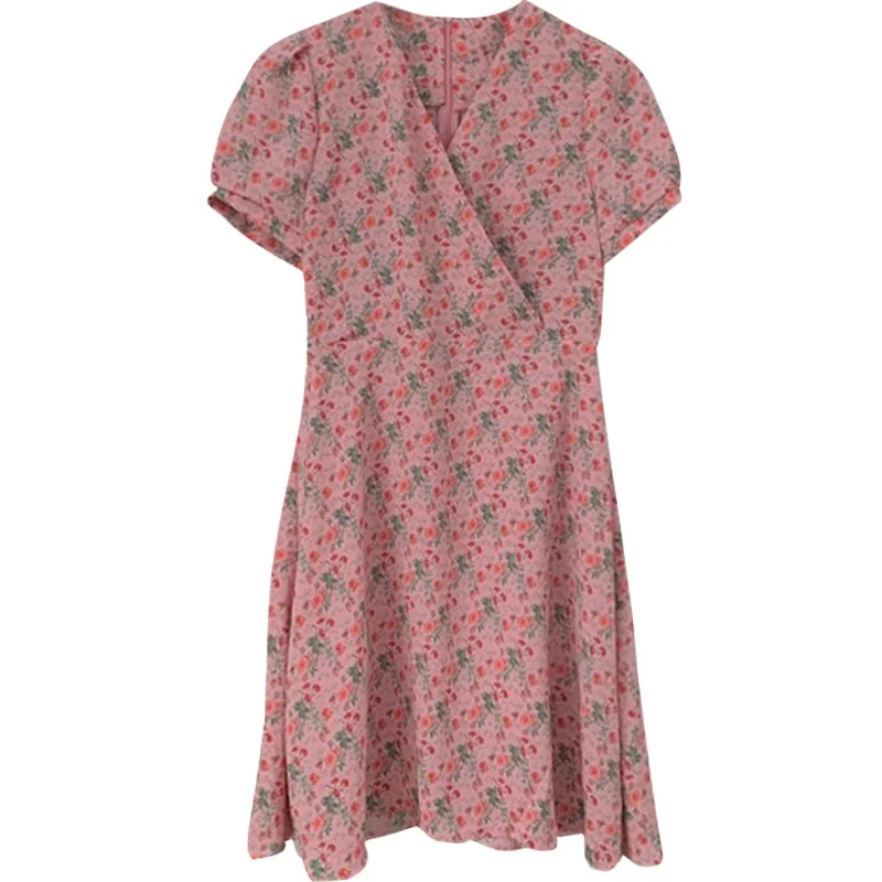 

Summer New Korean Style And Sweet Elegant Chiffon Floral Small Popular Dress