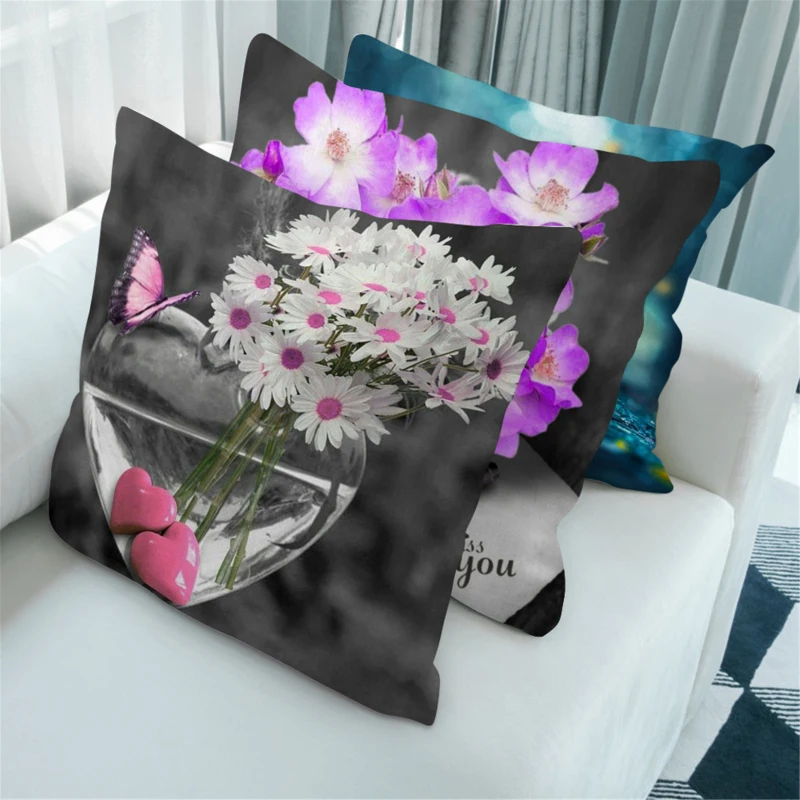 

Flower Print Decorative Pillows Floral Throw Pillows for Living Room Bedroom Sofa Chair Cushion Cover Home Decor Pillows 45x45