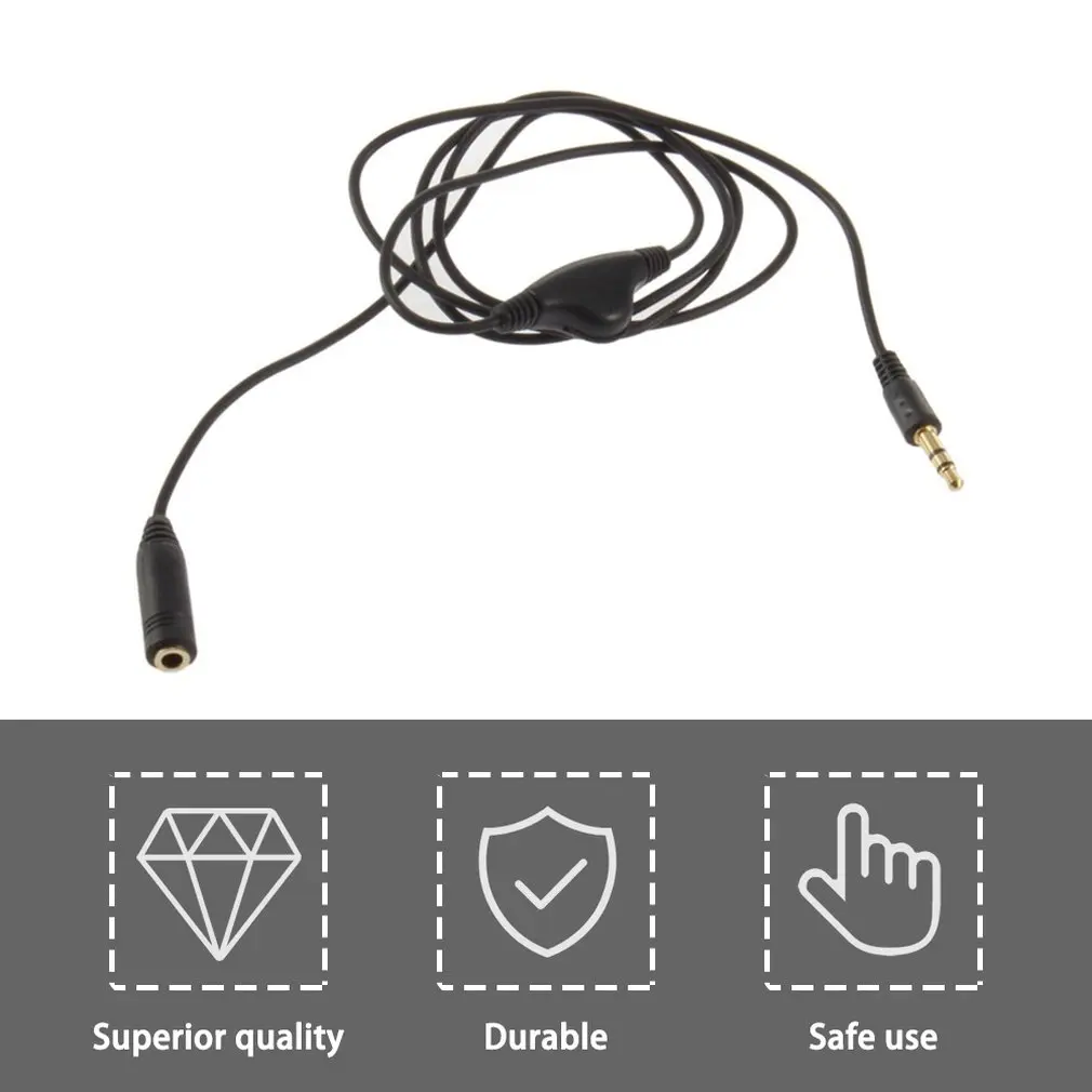 3 5 мм M/F 1 м аудио удлинитель стерео наушники кабель с регулятором громкости
